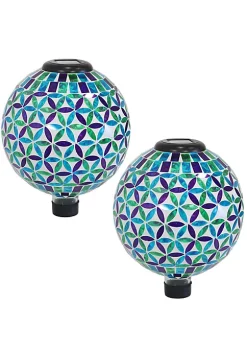 Outlet 😉 Cool Blooms Glass Gazing Ball with Solar Light - 10 in - Set of 2 by Sunnydaze Decor 👍 -Sunnydaze Decor Shop Belk 6848