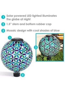 Outlet 😉 Cool Blooms Glass Gazing Ball with Solar Light - 10 in - Set of 2 by Sunnydaze Decor 👍 -Sunnydaze Decor Shop Belk 6850