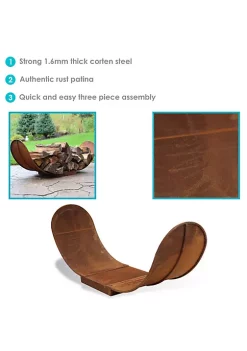 New ✨ 4 ft Curved Rustic Steel Firewood Log Rack - Rust by Sunnydaze Decor 🥰 -Sunnydaze Decor Shop Belk 6856