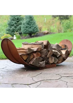 New ✨ 4 ft Curved Rustic Steel Firewood Log Rack - Rust by Sunnydaze Decor 🥰 -Sunnydaze Decor Shop Belk 6858