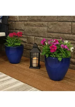 New 😉 10 in Resort Glazed Ceramic Planter - Imperial Blue - Set of 2 by Sunnydaze Decor 🤩