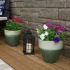 Hot Sale ⌛ Sunnydaze Resort Ceramic Indoor/Outdoor Planter - Seafoam - 10-Inch - Set of 2 by Sunnydaze Decor ✔️ -Sunnydaze Decor Shop Belk 6871
