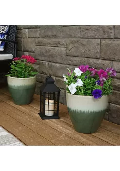 Hot Sale ⌛ Sunnydaze Resort Ceramic Indoor/Outdoor Planter - Seafoam - 10-Inch - Set of 2 by Sunnydaze Decor ✔️ -Sunnydaze Decor Shop Belk 6876