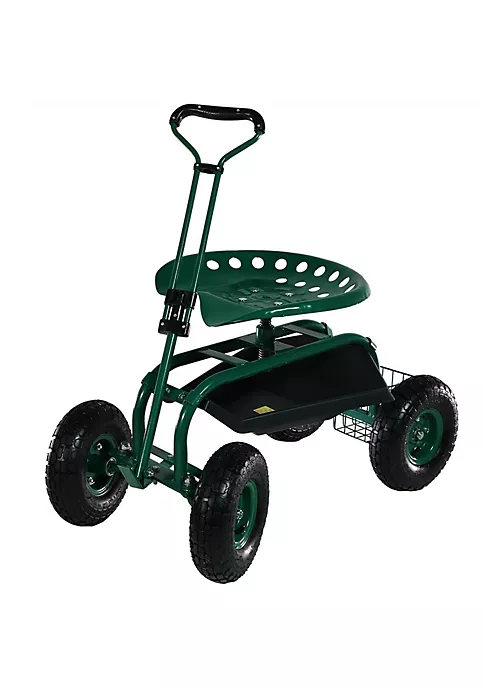 New ๐ Steel Rolling Garden Cart with Extended Swivel/Basket - Green by Sunnydaze Decor โญ 4 New ๐ Steel Rolling Garden Cart with Extended Swivel/Basket - Green by Sunnydaze Decor โญ - Image 2
