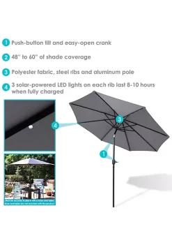 Deals 🧨 9 ft Solar Aluminum Patio Umbrella with Tilt and Crank - Gray by Sunnydaze Decor 😍 -Sunnydaze Decor Shop Belk 6915