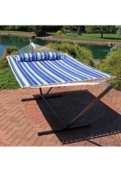 Top 10 😉 2-Person Quilted Fabric Hammock with Steel Stand - Catalina Beach by Sunnydaze Decor ⌛