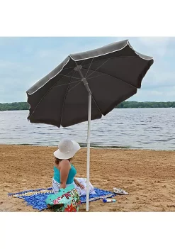 Best Sale ๐ 5 ft Steel Beach Umbrella with Tilt - Gray by Sunnydaze Decor ๐งจ