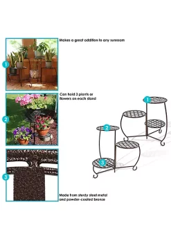 Cheap 👍 3-Tier Triple Plant Stand with Checkered Base - 24 in - Set of 2 by Sunnydaze Decor ✔️ -Sunnydaze Decor Shop Belk 6973