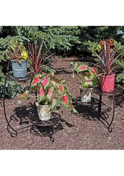 Cheap 👍 3-Tier Triple Plant Stand with Checkered Base - 24 in - Set of 2 by Sunnydaze Decor ✔️ -Sunnydaze Decor Shop Belk 6974