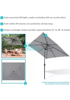Coupon ⌛ 8.75 ft Solar Rectangle Patio Umbrella with Tilt - Gray by Sunnydaze Decor ❤️ -Sunnydaze Decor Shop Belk 6993