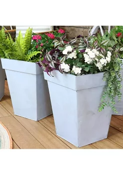 Best Sale 🛒 Galvanized Steel Modern Square Planter - Mist - Set of 2 by Sunnydaze Decor 😍 -Sunnydaze Decor Shop Belk 7016