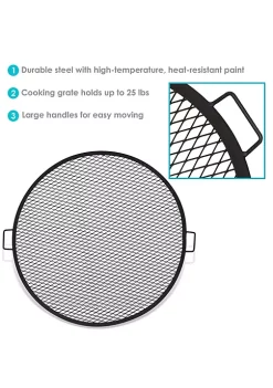 Brand new 🔥 37 in Round Steel X-Mark Fire Pit Cooking Grill with Handles by Sunnydaze Decor 🌟 -Sunnydaze Decor Shop Belk 7031