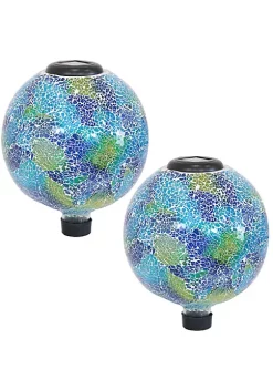 New 🛒 Azul Terra Crackled Glass Solar Gazing Globe - 10 in - Set of 2 by Sunnydaze Decor ✔️ -Sunnydaze Decor Shop Belk 7085