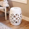 New ❤️ 18 in Knotted Quatrefoil Ceramic Glaze Garden Stool - White by Sunnydaze Decor 😍 -Sunnydaze Decor Shop Belk 7090