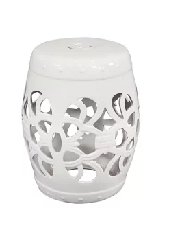 New ❤️ 18 in Knotted Quatrefoil Ceramic Glaze Garden Stool - White by Sunnydaze Decor 😍 -Sunnydaze Decor Shop Belk 7091