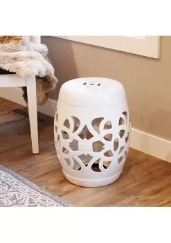 New ❤️ 18 in Knotted Quatrefoil Ceramic Glaze Garden Stool - White by Sunnydaze Decor 😍 -Sunnydaze Decor Shop Belk 7095