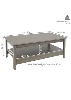Brand new 💯 Classic MDF Coffee Table with Lower Shelf - Thunder Gray - 16 in by Sunnydaze Decor 🛒 -Sunnydaze Decor Shop Belk 7105