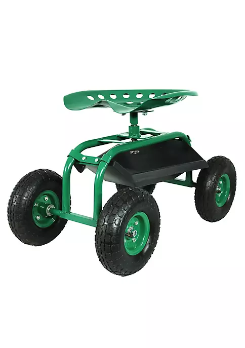 Coupon ๐ Steel Rolling Garden Cart with Swivel Steering/Tray - Green by Sunnydaze Decor โค๏ธ 4 Coupon ๐ Steel Rolling Garden Cart with Swivel Steering/Tray - Green by Sunnydaze Decor โค๏ธ - Image 2