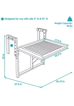 Hot Sale 🧨 Meranti Folding Balcony Railing Table by Sunnydaze Decor ⌛ -Sunnydaze Decor Shop Belk 7191