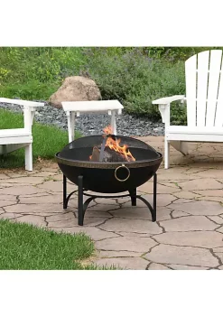 Discount ❤️ 26 in Contemporary Steel Fire Bowl with Handles and Spark Screen by Sunnydaze Decor 🥰