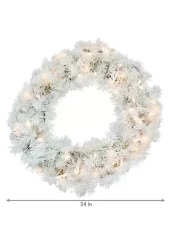 Flash Sale ✨ Sunnydaze White 🎁 Christmas Wreath with Warm White Lights - 24 Inches by Sunnydaze Decor 🔥 -Sunnydaze Decor Shop Belk 723