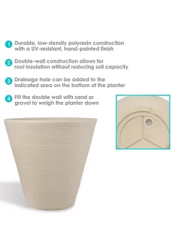 Promo 💯 16 in Walter Dual-Wall Polyresin Planter - Beige - Set of 2 by Sunnydaze Decor ⌛ -Sunnydaze Decor Shop Belk 7232