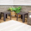 Outlet ❤️ 18.5 in Plastic Square Patio Side Table - Brown - Set of 4 by Sunnydaze Decor 🌟