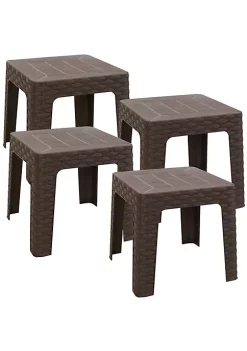 Outlet ❤️ 18.5 in Plastic Square Patio Side Table - Brown - Set of 4 by Sunnydaze Decor 🌟 -Sunnydaze Decor Shop Belk 7236