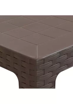 Outlet ❤️ 18.5 in Plastic Square Patio Side Table - Brown - Set of 4 by Sunnydaze Decor 🌟 -Sunnydaze Decor Shop Belk 7237