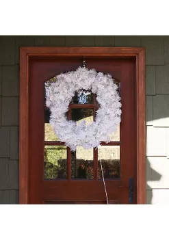 Flash Sale ✨ Sunnydaze White 🎁 Christmas Wreath with Warm White Lights - 24 Inches by Sunnydaze Decor 🔥 -Sunnydaze Decor Shop Belk 724