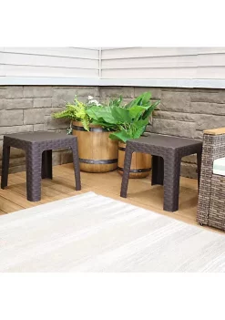 Outlet ❤️ 18.5 in Plastic Square Patio Side Table - Brown - Set of 4 by Sunnydaze Decor 🌟 -Sunnydaze Decor Shop Belk 7240
