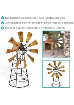 Hot Sale 🤩 Sunnydaze Golden Farmhouse Windmill Metal Statue by Sunnydaze Decor 🤩 -Sunnydaze Decor Shop Belk 7262
