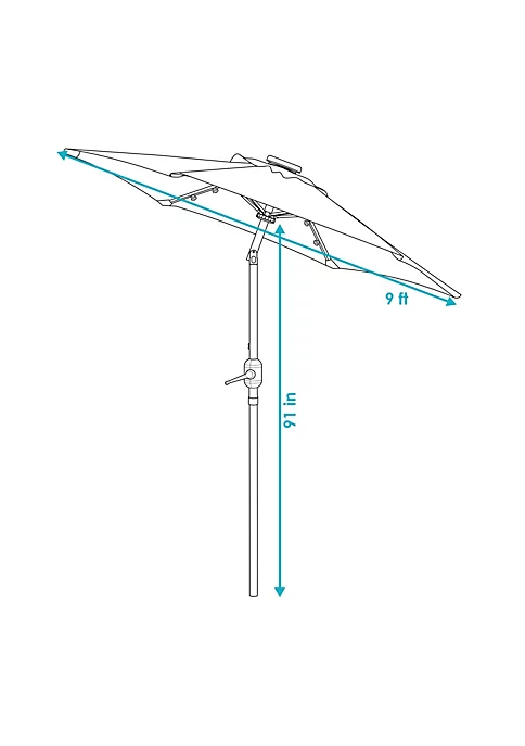 New ⌛ 9 ft Solar Patio Umbrella with Lights, Tilt, and Crank - Beige by Sunnydaze Decor ✨ 7 New ⌛ 9 ft Solar Patio Umbrella with Lights, Tilt, and Crank - Beige by Sunnydaze Decor ✨ - Image 5