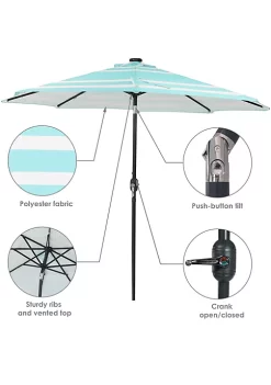 Wholesale 🥰 9 ft Solar Patio Umbrella with Lights, Tilt, and Crank - Teal by Sunnydaze Decor ❤️ -Sunnydaze Decor Shop Belk 7285