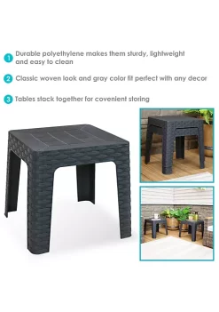 Budget 🛒 18.5 in Plastic Square Patio Side Table - Gray - Set of 4 by Sunnydaze Decor 🔔 -Sunnydaze Decor Shop Belk 7297