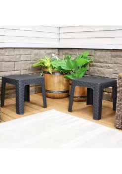 Budget 🛒 18.5 in Plastic Square Patio Side Table - Gray - Set of 4 by Sunnydaze Decor 🔔 -Sunnydaze Decor Shop Belk 7299