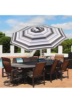 Coupon 👏 9 ft Solar Patio Umbrella with Lights, Tilt, and Crank - Catalina by Sunnydaze Decor 👍