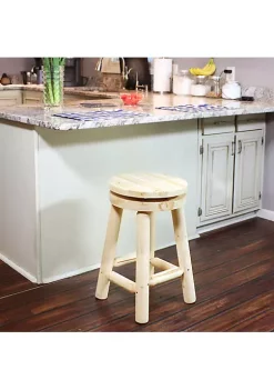 Hot Sale 🔔 Rustic Unfinished Fir Wood Indoor Swivel Counter-Height Stool by Sunnydaze Decor 🛒