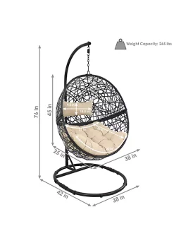 Discount 😉 Resin Wicker Hanging Egg Chair with Steel Stand/Cushion - Beige by Sunnydaze Decor 💯 -Sunnydaze Decor Shop Belk 732