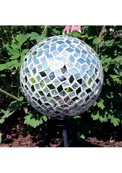 Discount 👍 Mirrored Diamond Mosaic Gazing Globe - 10 in - Gray - Set of 2 by Sunnydaze Decor 👍