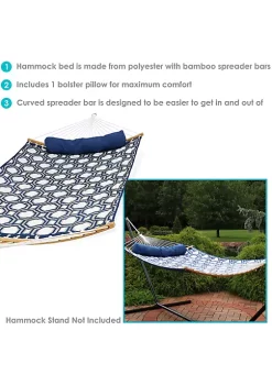 Outlet 🎁 2-Person Quilted Hammock with Curved Spreader Bars - Gray Octagon by Sunnydaze Decor 🎉 -Sunnydaze Decor Shop Belk 7335