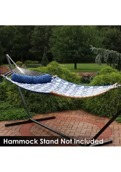 Outlet 🎁 2-Person Quilted Hammock with Curved Spreader Bars - Gray Octagon by Sunnydaze Decor 🎉 -Sunnydaze Decor Shop Belk 7337