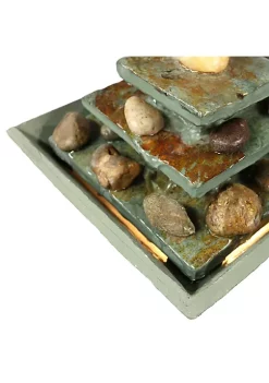 Outlet 🎉 Ascending Slate Indoor Water Fountain with LED Light - 8 in by Sunnydaze Decor 👍 -Sunnydaze Decor Shop Belk 7340
