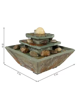 Outlet 🎉 Ascending Slate Indoor Water Fountain with LED Light - 8 in by Sunnydaze Decor 👍 -Sunnydaze Decor Shop Belk 7342