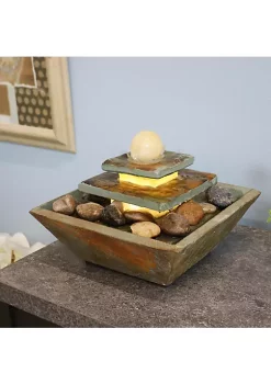 Outlet 🎉 Ascending Slate Indoor Water Fountain with LED Light - 8 in by Sunnydaze Decor 👍 -Sunnydaze Decor Shop Belk 7343