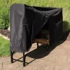 Discount ⭐ 8 ft Powder-Coated Steel Firewood Log Rack and Black Cover by Sunnydaze Decor 💯