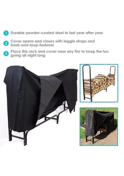 Discount ⭐ 8 ft Powder-Coated Steel Firewood Log Rack and Black Cover by Sunnydaze Decor 💯 -Sunnydaze Decor Shop Belk 7357