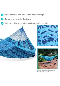 Discount 🎉 2-Person Cotton and Nylon Woven Fabric Hammock - Striped Blue by Sunnydaze Decor 😉 -Sunnydaze Decor Shop Belk 7362