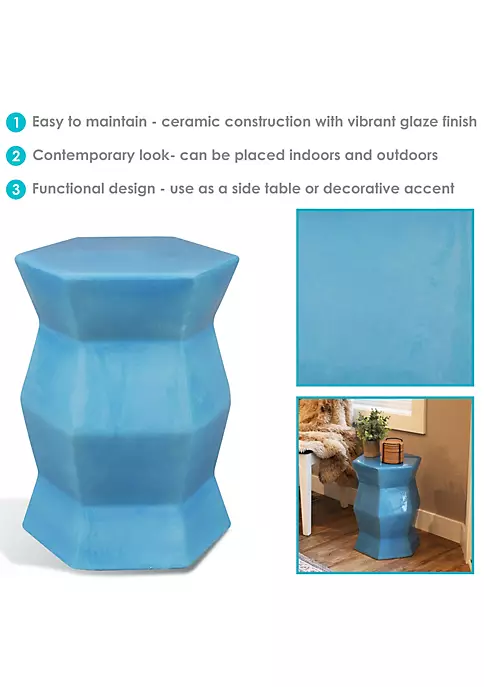 Discount 🎁 17.25 in Moderno Geometric Glaze Ceramic Garden Stool - Moonstone by Sunnydaze Decor 😉 6 Discount 🎁 17.25 in Moderno Geometric Glaze Ceramic Garden Stool - Moonstone by Sunnydaze Decor 😉 - Image 4