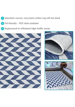 Outlet 🌟 Sunnydaze Geometric Affinity Outdoor Patio Area Rug in Steel Blue - 5 x 7 Foot by Sunnydaze Decor 🥰 -Sunnydaze Decor Shop Belk 7383